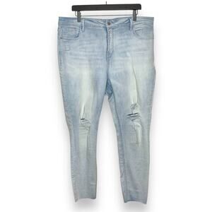 Old Navy light wash high rise distressed rockstar super skinny ankle jeans US 18